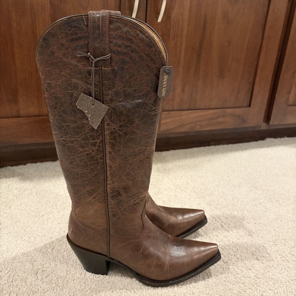 Demo Try on Shyanne Women's Charlene Tall Western Boots Brown Size 8.5 Cowboy - Picture 4 of 12
